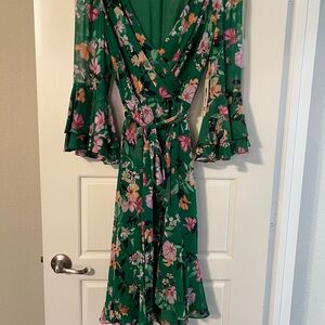 Eliza J Green Floral Midi Dress